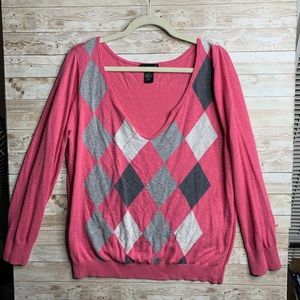 Pink and gray Argyle sweater